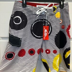 Quiksilver Black and White Striped Shorts